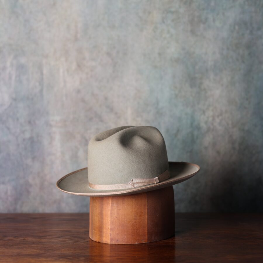 Distressed Aqua Cattleman Ribbon Trim Felt Hat