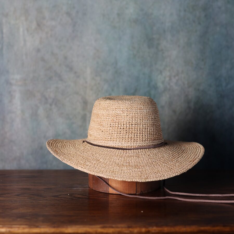 Natural Raffia Open Crown Straw Hat