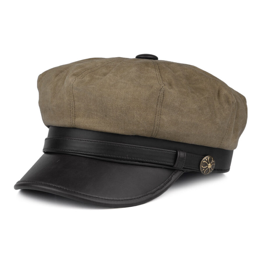 British Tan Waxed Cotton Motorcycle Cap